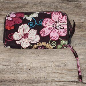 VERA BRADLEY ZIP AROUND WRISTLET WALLET *RETIRED* MOD FLORAL PINK